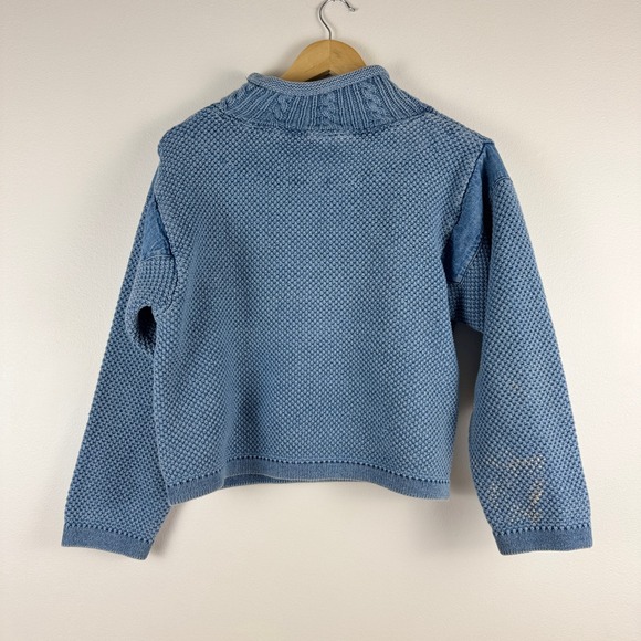 VTG! Blue Willi's Wash Denim Knit Mock Neck Sweater S Fisherman Nautical - Picture 2 of 12